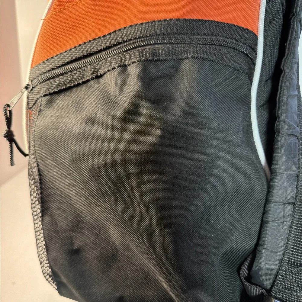 Backpack Large High Five Black Orange White W/Mesh Pocket Zipper Padded Straps